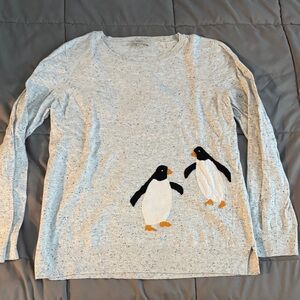 LOFT Gray Sweater with Penguin Design